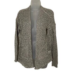 AquaVita Made In Italy Open Knit Cardigan Sweater One Size Beige & Brown Cotton